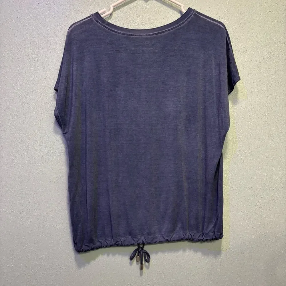 Cable & Gauge Sport Women’s Faded Blue Relaxed Tie Front Tee Size M - Picture 5 of 7